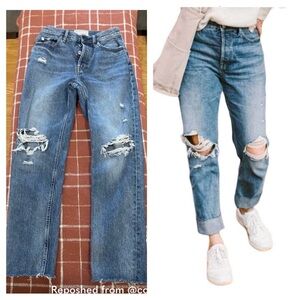 EVERLANE Cheeky Jeans Distressed Destroyed 24 Crop